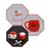 4764 KING & QUEEN PRINTED COUPLE MATCHING COFFEE/TEA PLASTIC COFFEE MUG (300ML SET OF 2)