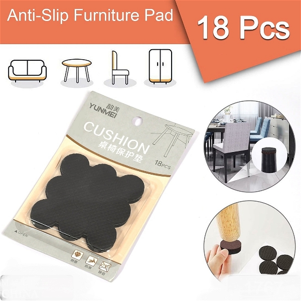1767 ROUND SELF ADHESIVE RUBBER PADS FOR FURNITURE FLOOR SCRATCH PROTECTION (PACK OF 18)