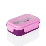 2809V LUNCH BOX 3 COMPARTMENT PLASTIC LINER LUNCH CONTAINER, PORTABLE TABLEWARE SET FOR OFFICE , SCHOOL & HOME USE