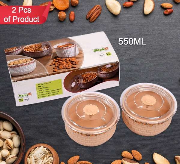 5278 Plastic Round Kitchen Storage Container Food Storage Jar 550 ML , For Home & Kitchen Use (2 pcs )