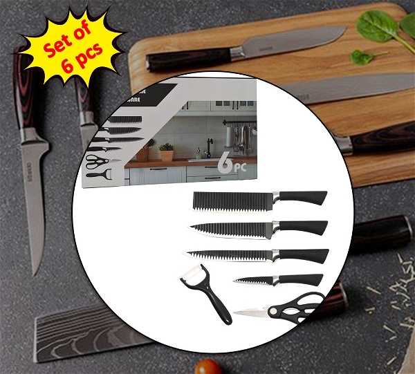 2285 Stainless Steel Knife Set With Chef Peeler And Scissor (6 Pieces)