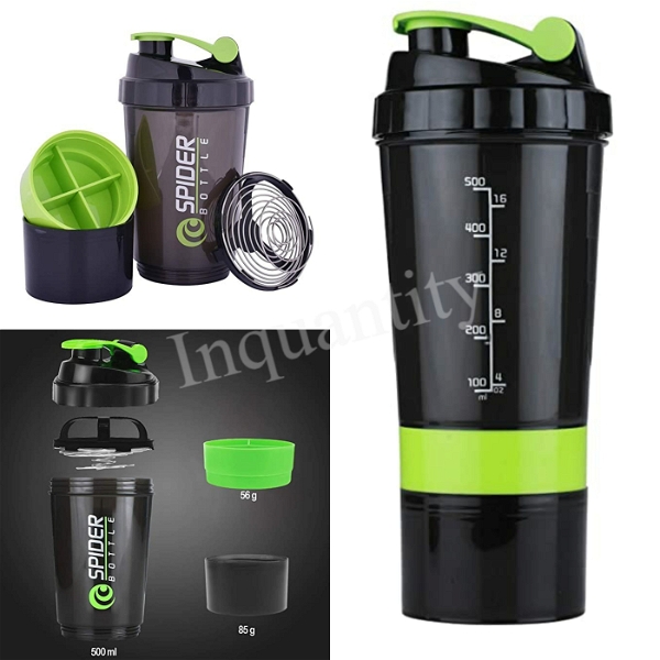 SPIDER Shaker Bottle with Protein Funnel (GYM & SPORTS Protein shaker Bottle 500ml) 50 pcs in 1 ctn 