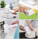 Homeoculture 5in1 USB Charging Electric Scrubber with Brush Heads for Cleaning Dirty Surfaces in Kitchen, Bathrooms, Steel & Tiles.