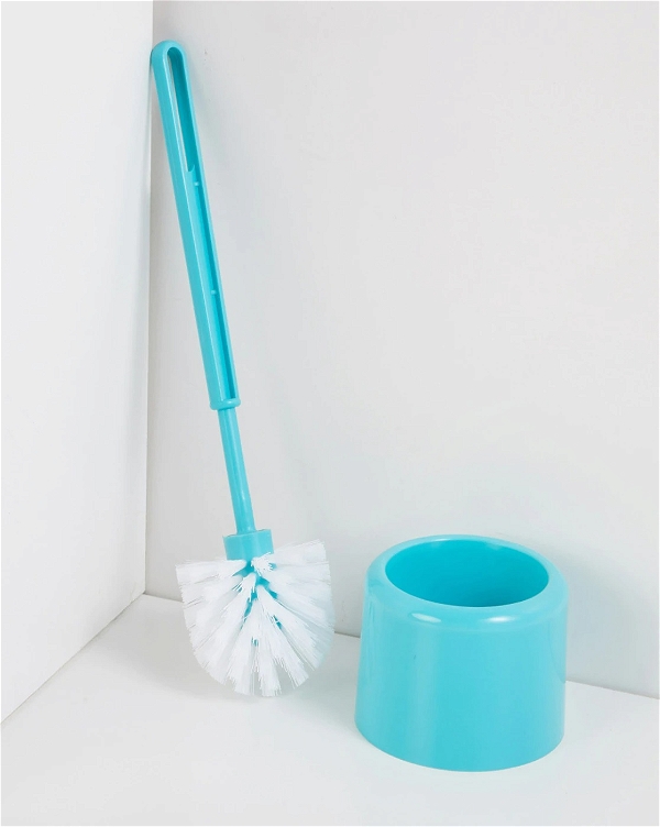 Homeoculture Everyday Essential Blue Solid Toilet Brush And Holder - 2Pcs