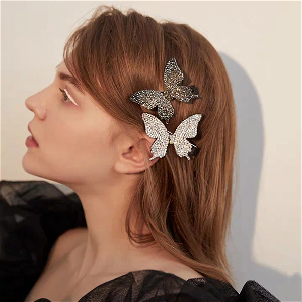 Homeoculture Butterfly Flashing Diamond Hair Clip Hairpin Side Clip Rhinestone Butterfly Bangs Clip Side Clip Girl Hair Accessories Headdress