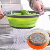 Homeoculture Foldable Kitchen Strainer Round Silicon Basket for Colander for Draining Pasta Drain Strainers - 0.5
