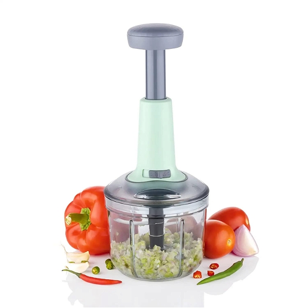 Homeoculture Food Chopper 650 ml, Steel Large Manual Hand-Press Vegetable Chopper Mixer Cutter to Cut Onion, Salad, Tomato, Potato (Pack of 1) (900 ml) - 0.5