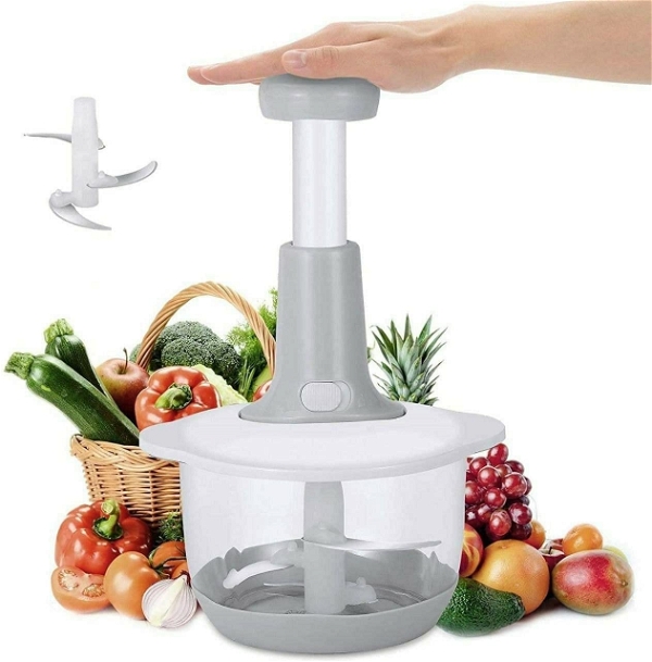 Homeoculture Food Chopper, Steel Large Manual Hand-Press Vegetable Chopper Mixer Cutter to Cut Onion, Salad, Tomato, Potato - 0.5