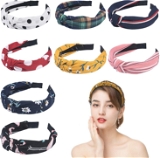 Homeoculture Hair Accessories Korean Style Solid Fabric Knot with Tape Plastic Hairband Headband for Girls and Woman 6 PCS-(RANDOM) MULTI COLOUR