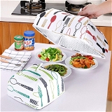 Homeoculture 2 Pcs Insulated Food Cover 1 Big 1 Small Spoon Print | Foldable Aluminum Foil Insulated Reusable Food Cover Lid Set of 2 | Anti-Dust | Heat Preservation | Dustproof | Insectproof | Combo - 0.5