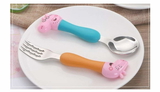 Homeoculture HomeoCulture Peppa Pig Heavy Quality Games Theme Stainless Steel Baby Feed Spoon and Fork Set- Multi Color - 0.5