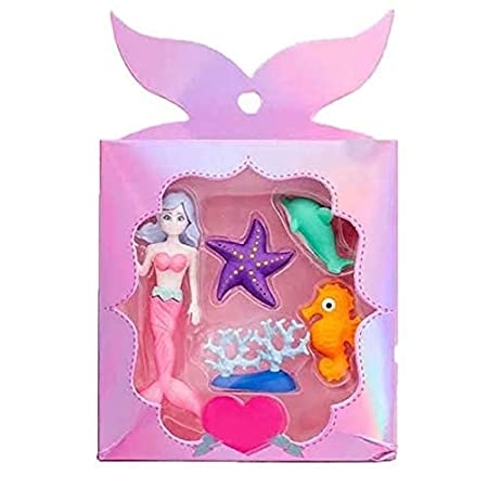 Homeoculture Mermaid & Ocean Animal Erasers for Kids - School Stationary Kit for Kids, Return Gifts for Kids-Random Designs - 0.5