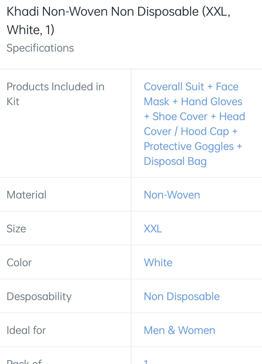 PPE KIT KHADI Non Woven Disposable (XXL) - White, Free size