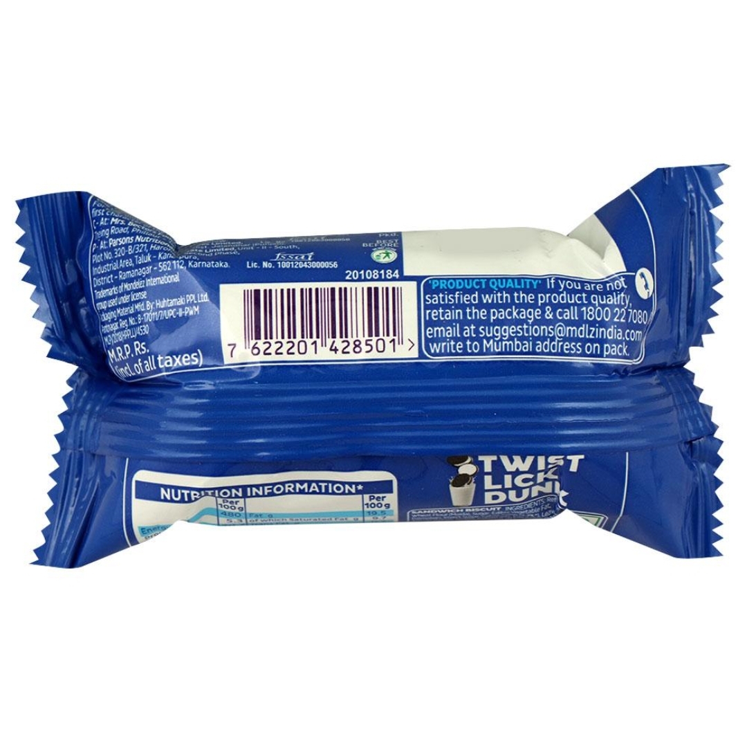 Cadbury Oreo Original Vanilla Cream Biscuits (46.3g) - 46.3g