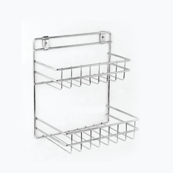 BA23 Stainless Steel Double Layer Shelf with Towel Road,Multipurpose Bath Shelf Organizer,Kitchen Shelf/Towel self/Bathroom Shelf /bathroom stands and racks/Bathroom Accessories-Chrome Finish(Made in India)
