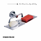 BA27 stainless Steel Anti Rust Double Dish-Bathroom Soap Holder, Medium (Silver Finish)