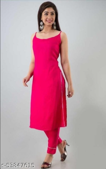Women Sleeveless Trendy Kurti With Pant - XL, pink