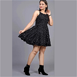 Classy Glamorous Black Polka Dot Dress - XL
