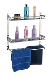 BA37 Stainless Steel Double Layer Shelf with Towel Road,Multipurpose Bath Shelf Organizer,Kitchen Shelf/Towel self/Bathroom Shelf /bathroom stands and racks/Bathroom Accessories-Chrome Finish(Made in India)