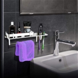 BA35 Stainless Steel 3 IN 1 Shelf with Towel Road,Multipurpose Bath Shelf Organizer,Kitchen Shelf/Towel self/Bathroom Shelf /bathroom stands and racks/Bathroom Accessories-Chrome Finish(Made in India)
