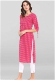 Stylish Women Kurtis | Printed Cotton Kurtis for Daily Wear - L, Pink