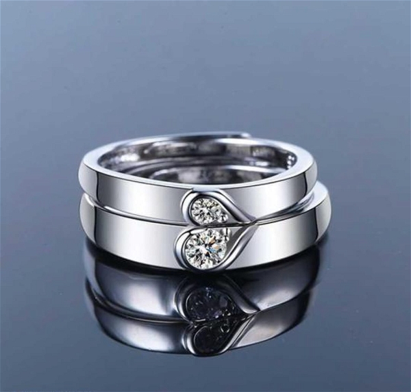 Unique Style Couple Rings | Proposal Ring Set | Rings for Men Women | Fashionable Engagement Valentine Rings Combo | Silver Polished Rings | CPL102