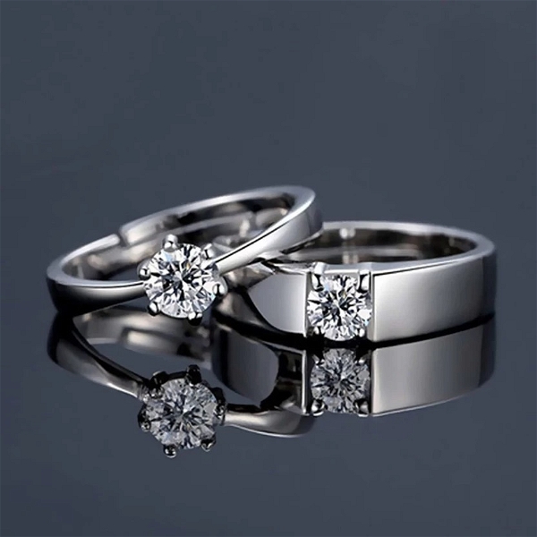 Unique Style Couple Rings | Proposal Ring Set | Rings for Men Women | Fashionable Engagement Valentine Rings Combo | Silver Polished Rings | CPL101