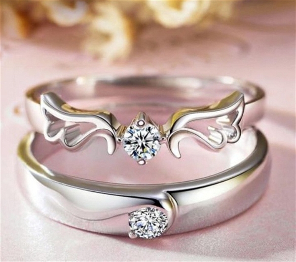 Unique Style Couple Rings | Proposal Ring Set | Rings for Men Women | Fashionable Engagement Valentine Rings Combo | Silver Polished Rings | Cpl105