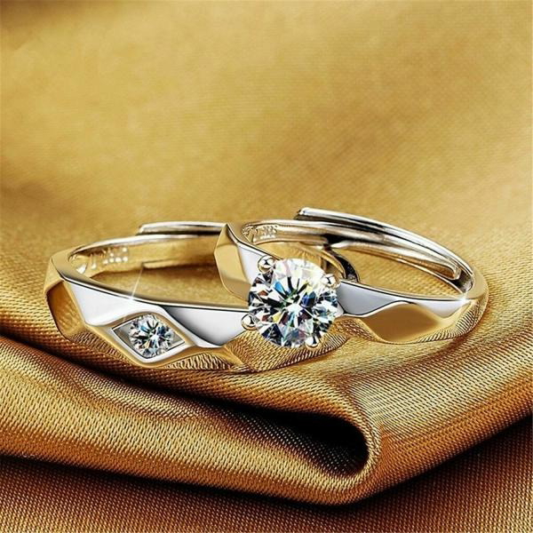 Unique Style Couple Rings | Proposal Ring Set | Rings for Men Women | Fashionable Engagement Valentine Rings Combo | Silver Polished Rings | CPL125