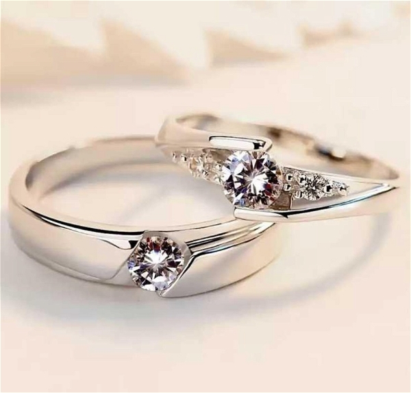 Unique Style Couple Rings | Proposal Ring Set | Rings for Men Women | Fashionable Engagement Valentine Rings Combo | Silver Polished Rings|CPL126