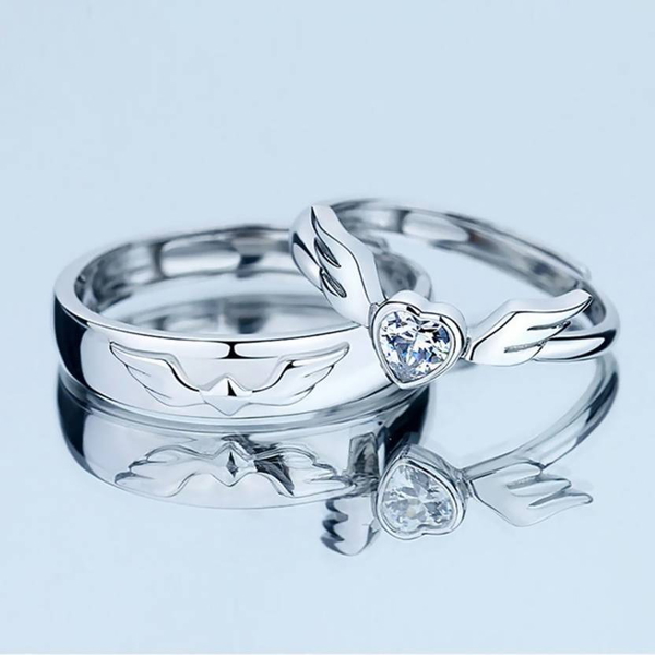 Unique Style Couple Rings | Proposal Ring Set | Rings for Men Women | Fashionable Engagement Valentine Rings Combo | Silver Polished Rings|Cpl128