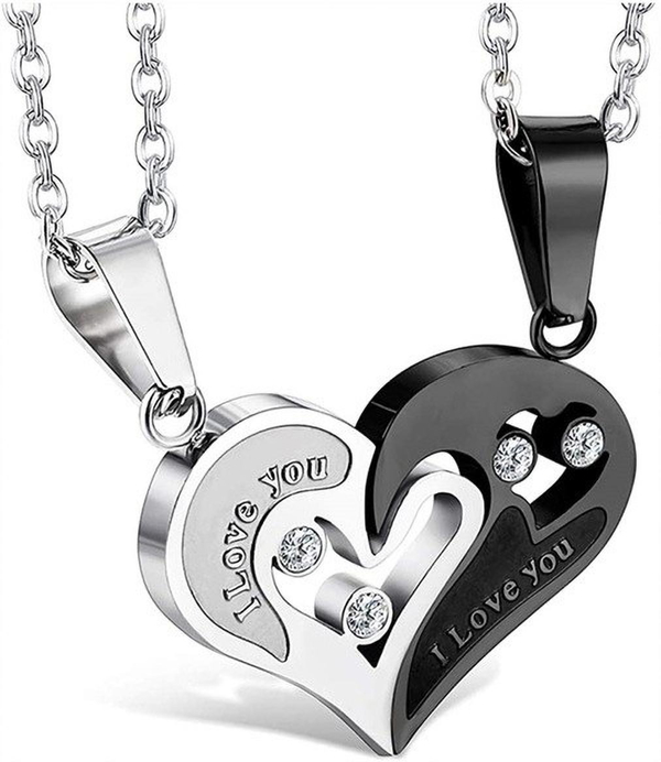 Men Women Lockets| Couple Heart Lockets | Black Silver Heart Lockets