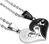 Men Women Lockets| Couple Heart Lockets | Black Silver Heart Lockets