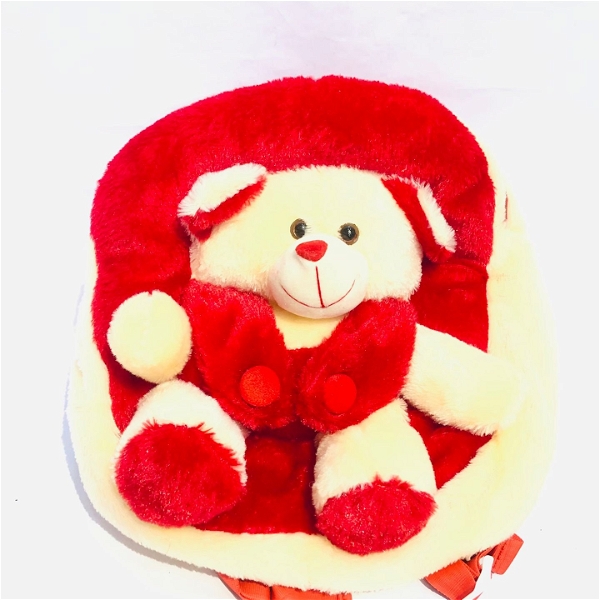 Fur Teddy Cute School Bag - Red