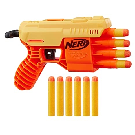 Nerf Plastic Alpha Strike Fang Qs-4 Blaster, 4-Dart Blasting, Fire 4 Darts in A Row, 10 Darts, Multicolour Hasbro