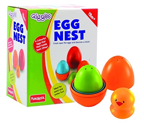 Funskool Plastic Eggs Nesting Toy With A Chick, Helps to Match, Nest And Discover, 12 Months & Above, Infant And Preschool Toys, Multi Color