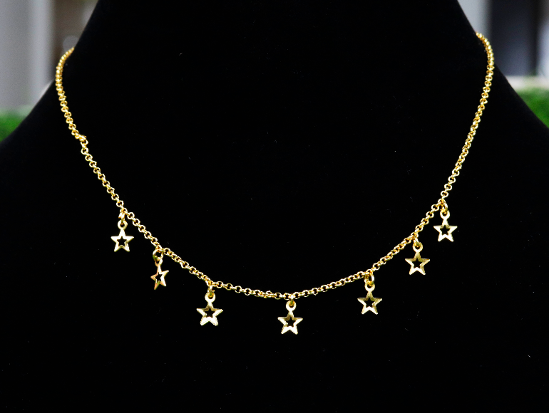 CoolWool Cute Little Stars Chain Necklace Pendant For Women Color Gold - 18 Inch (Standard Size), Gold