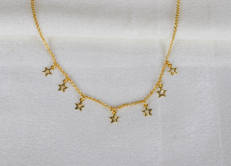 CoolWool Cute Little Stars Chain Necklace Pendant For Women Color Gold - 18 Inch (Standard Size), Gold