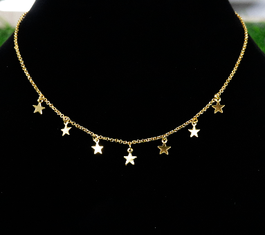 CoolWool CW Liv Little Star Chain Necklace Pendant For Women Color - Gold  - 18 inch (Standard Size), Gold