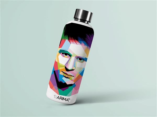980ml Arima UV & 3D Printed - Messi Face - White - WHITE, 0.32
