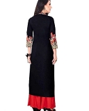 Black kurti with heavy Embroidery and contrast red palazzo - S