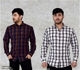 Classic Cotton Checked Casual Shirts for Men, Pack of 2 - L