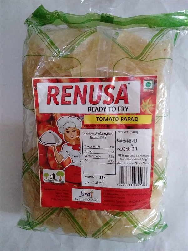 RENUSA READY TO FRY TOMATO PAPAD 200 G