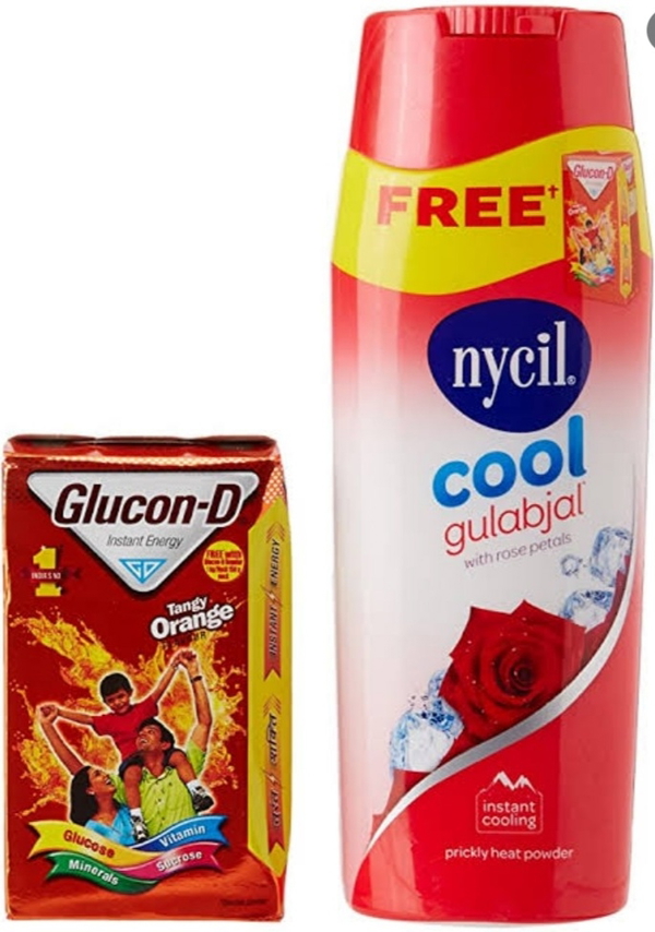 NYCIL GERM EXPERT COOL GULABJAL BODY TALC 150 G ( FREE GLUCON-D 100 G )
